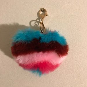 Multicolored Furry Heart Key Chain